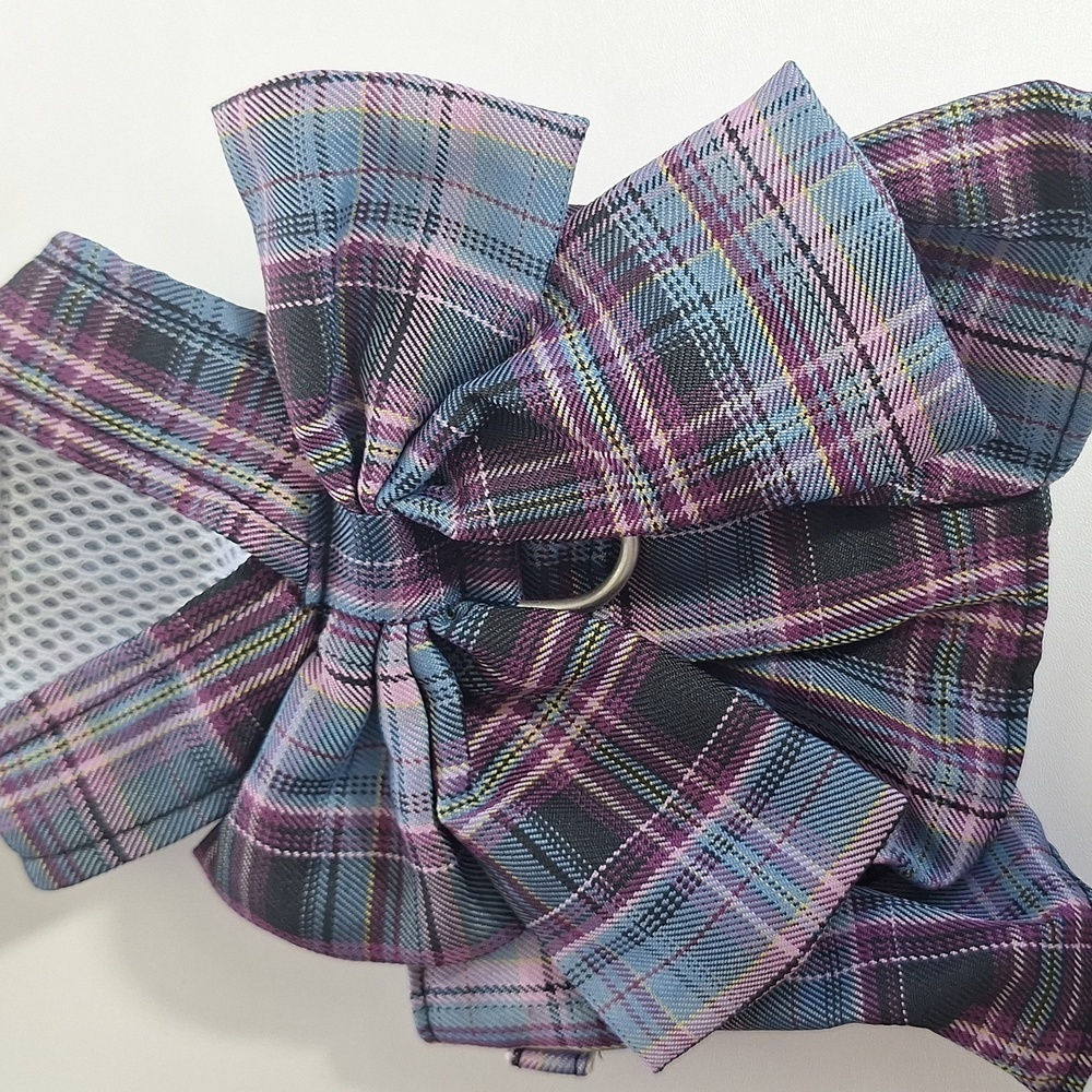 Plaid Bow Dress Dog Cat Harness Leash Set - Picture 2 of 11